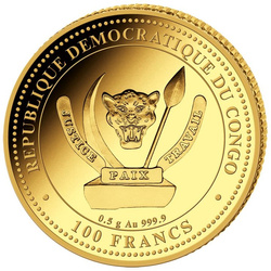 Congo: Vita preistorica - Dunkleosteus 0,5 grammi d'oro 2023 Proof