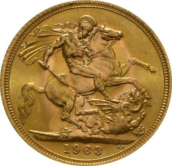 Złoty Suweren- Elżbieta II 1957-1968