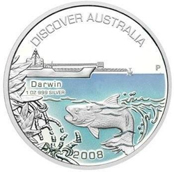 Discover Australia: Darwin 1 uncja Srebra 2008 Proof