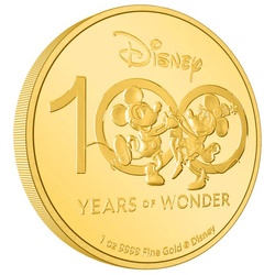 Niue : Disney 100 ans de merveille - Mickey Mouse et Minnie Mouse 1 once d'or 2023 Proof