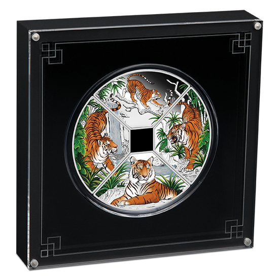 Tuvalu: Year of the Tiger Quadrant Four-Coin Set 1oz Silver 2022 Proof