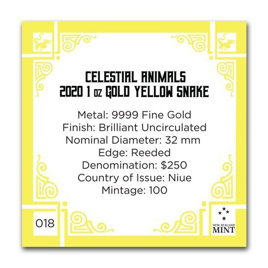 Niue: Animali celesti - Serpente verde 1 oncia d'oro 2020