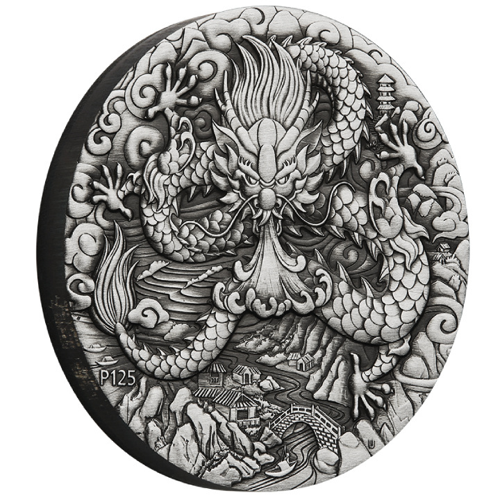 Casa de la Moneda de Perth: Lunar III - Año del Dragón 2 oz Plata 2024 Moneda Antigua