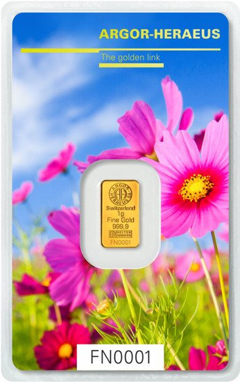4 x 1 gram Sztabka Złota Following Nature Argor - Heraeus