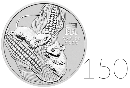Lunar III: Año del Ratón 2 oz Plata PAQUETE DE 150 PAQUETES 2020