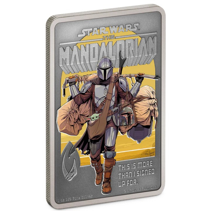 Niue: Star Wars The Mandalorian - The Mandalorian kolorowany 1 uncja Srebra 2022 Antiqued Finish