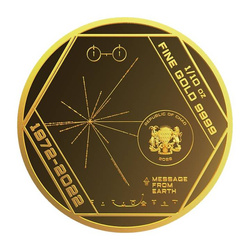 Ciad: Pioneer Plaque 1/10 oncia d'oro 2022 Prooflike