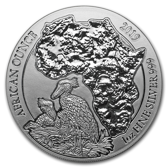 Ruanda: Afrikai uncia – Cipőcsőrű 1 uncia ezüst 2019
