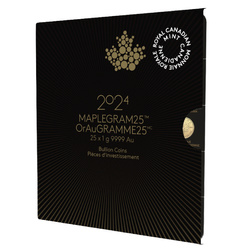Feuille d'érable canadienne 1 gramme d'or 2024