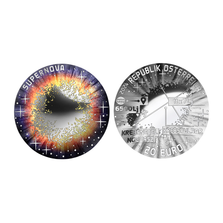 The Beauty of the Universe - Supernova colorata 20 Euro Argento 2024 Proof
