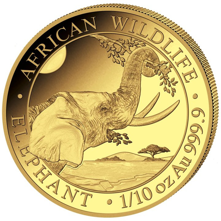 Vida Silvestre Africana: Elefante Somalí 1/10 oz Oro 2023