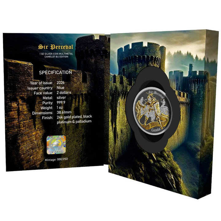 Niue Camelot - Sir Perceval 1 oz plata 2026 Multimetal