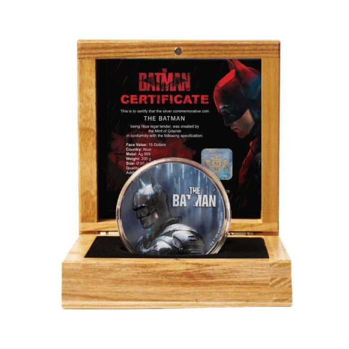 Niue: DC Comics - Batman kolorowany 200 g Srebra 2024 High Relief Antiqued Coin