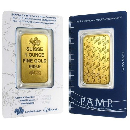 Lingote de Oro de 100 gramos Pamp Suisse Certipack