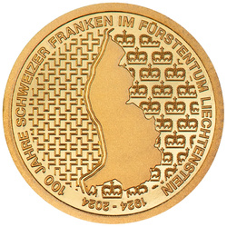 Liechtenstein: 100 éves a svájci frank Liechtensteinben 0,5 gramm arany 2024-es proof