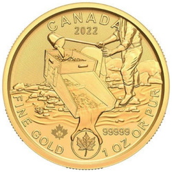 Monedă din aur Canada Klondike: Goana după aur - Căutarea aurului 1 uncie de aur 2022