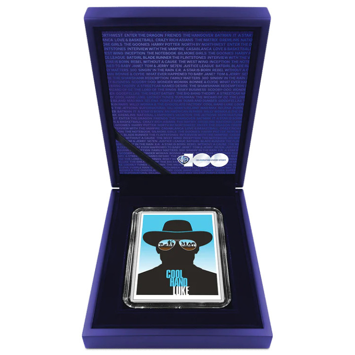 Niue: WB100 Art of the 100th – Cool Hand Luke kolorowany 5 uncji Srebra 2023 Proof