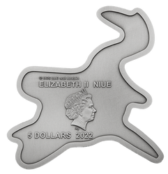 Niue: Jurassic World - Mosasaurus de color 2 onzas Plata 2022 Moneda Antigua