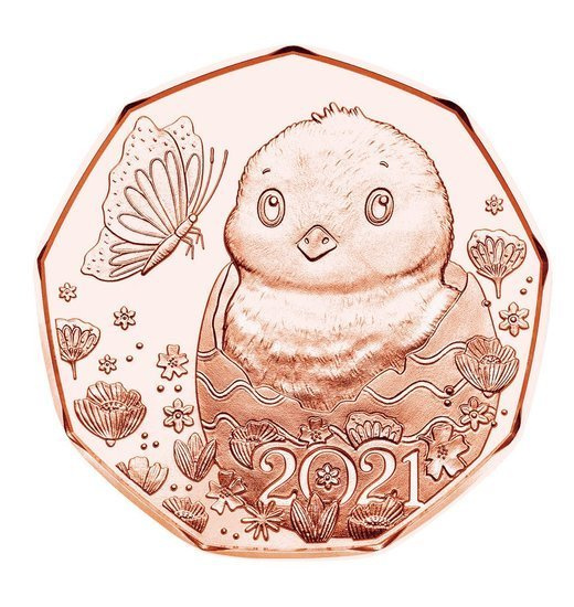 Pollo pasquale 5 euro 2021 Rame