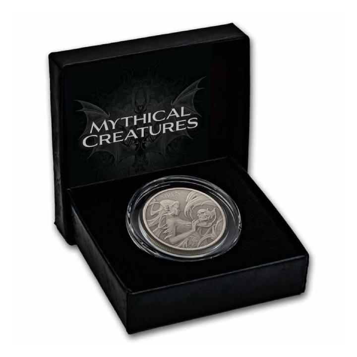 Niue: Mythical Creatures – The Siren 1 Onza de Plata 2025 Antiqued Coin