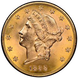 Liberty Head $20 Złoto 1892