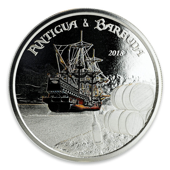 Antigua & Barbuda: Rum Runner coloured 1 oz Silber 2018 Proof
