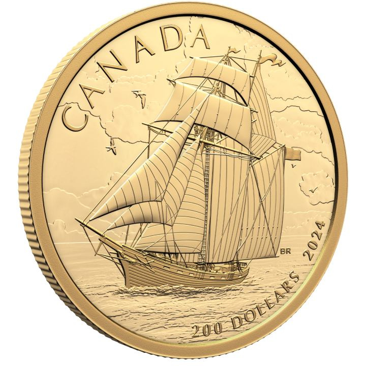 Canada: Tall Ships - Topsail Schooner $200 Oro 2024 Proof