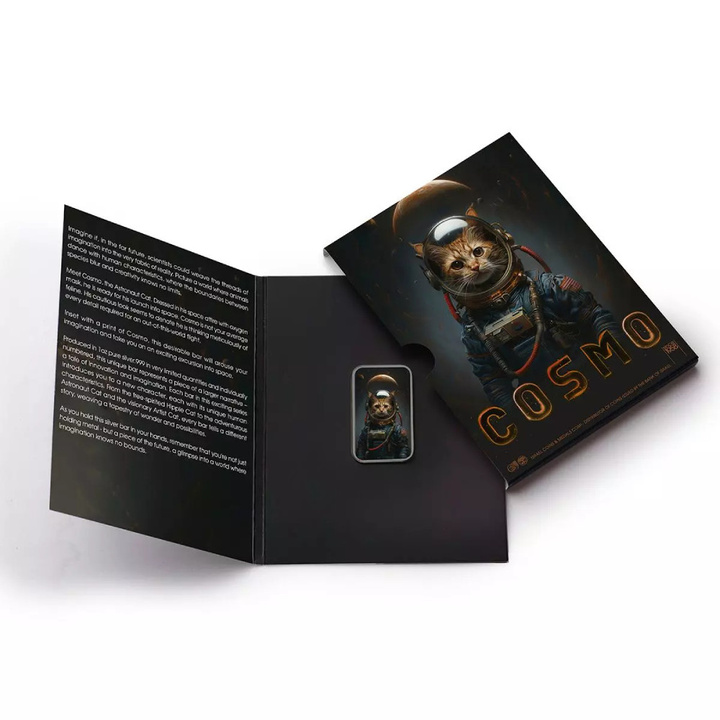 Sztabka The Holy Land Mint - Human Cats - Cosmo kolorowana 1 uncja Srebra 2025
