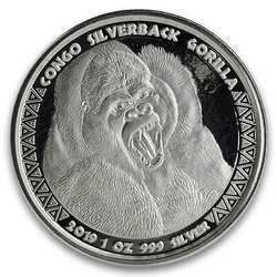 Congo: Gorila de espalda plateada 1 oz Plata 2019
