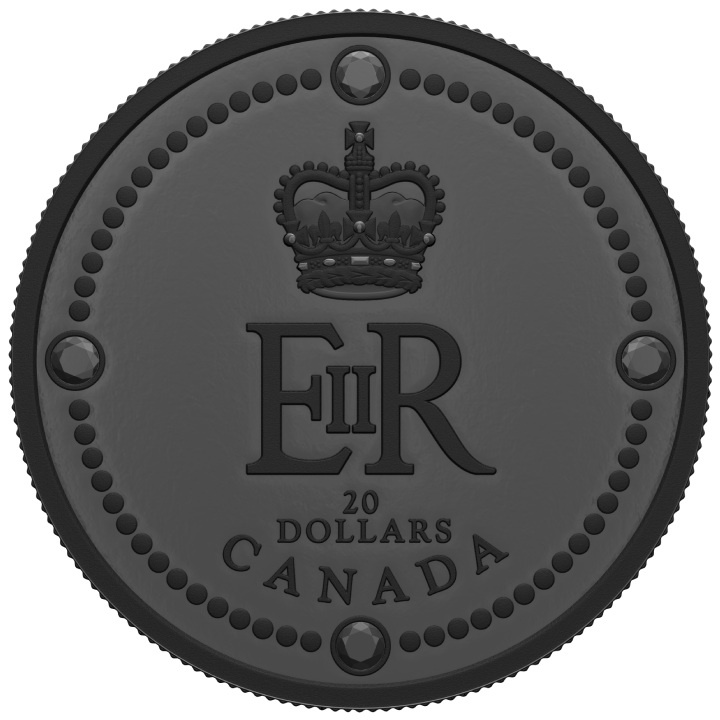 Canada: Queen Elizabeth II's Royal Cypher $20 Silver 2022 Black Rhodium Matte Proof