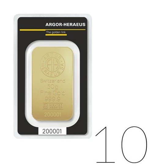 50 grammos Aegor-Heraeus aranyrudak 10 darabos csomag