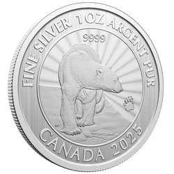 Canada: The Majestic Polar Bear 1 oz Silber 2025 Coin 
