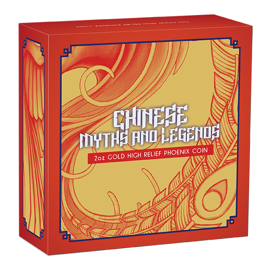 Chinese Myths and Legends: Phoenix 2 uncje Złota 2022 Proof High Relief