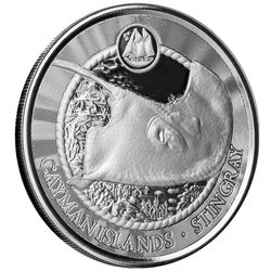 Cayman Islands: Stingray 1 oz Silver 2024 Prooflike