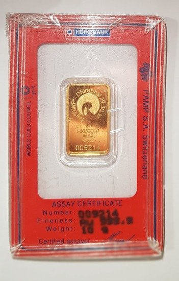 10 gram Goldbarren Pamp Mudra Beschädigte CertiPack