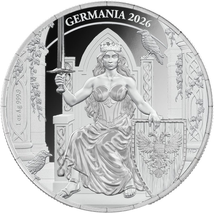 Сребърна монета Germania Mint: Germania 1 унция Сребро 2026 Proof