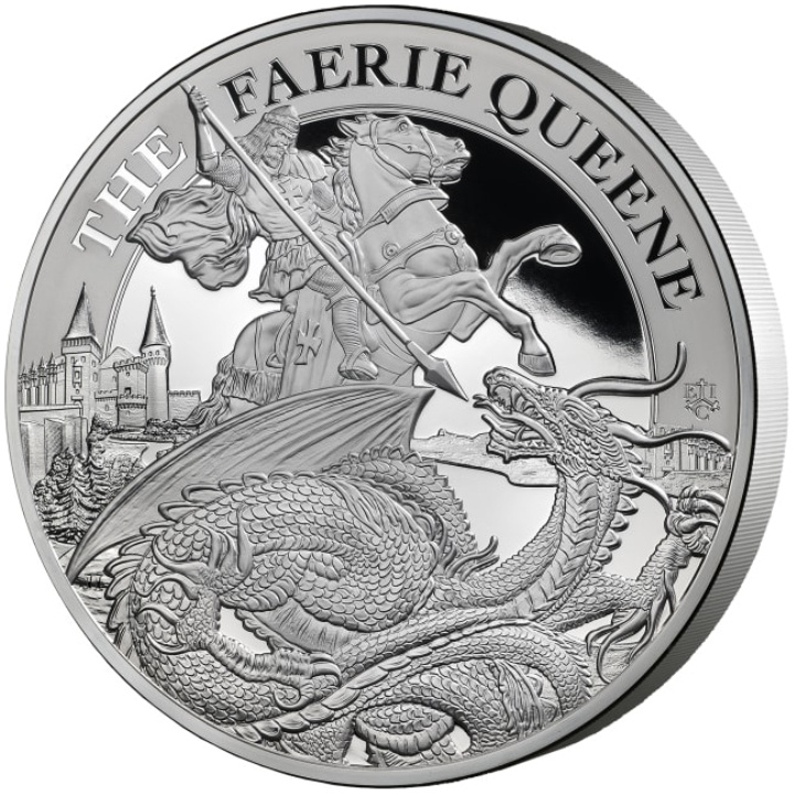 Sant'Elena: Faerie Queene - Redcrosse & The Dragon 1000 grammi d'argento 2024 Proof