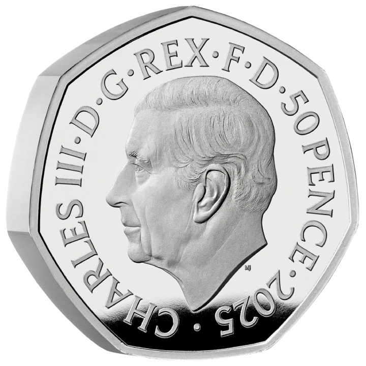 Barevný stříbrný 50p proof Piedfort 2025 Red Arrows