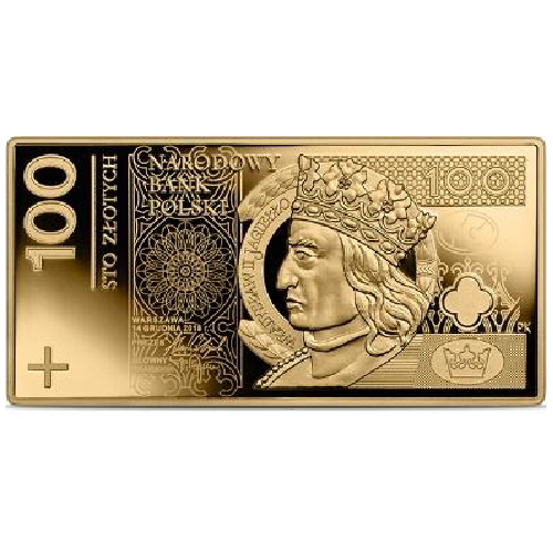 Polskie banknoty obiegowe – banknot o nominale 100 zł 1 uncja Złota 2026 Proof Etui/Folder