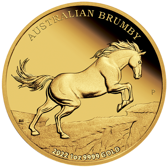 Australský divoký kůň – Brumby 1 unce zlata 2022 Proof
