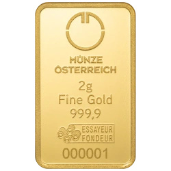 Lingote de oro 2 gramos de oro Austrian Mint