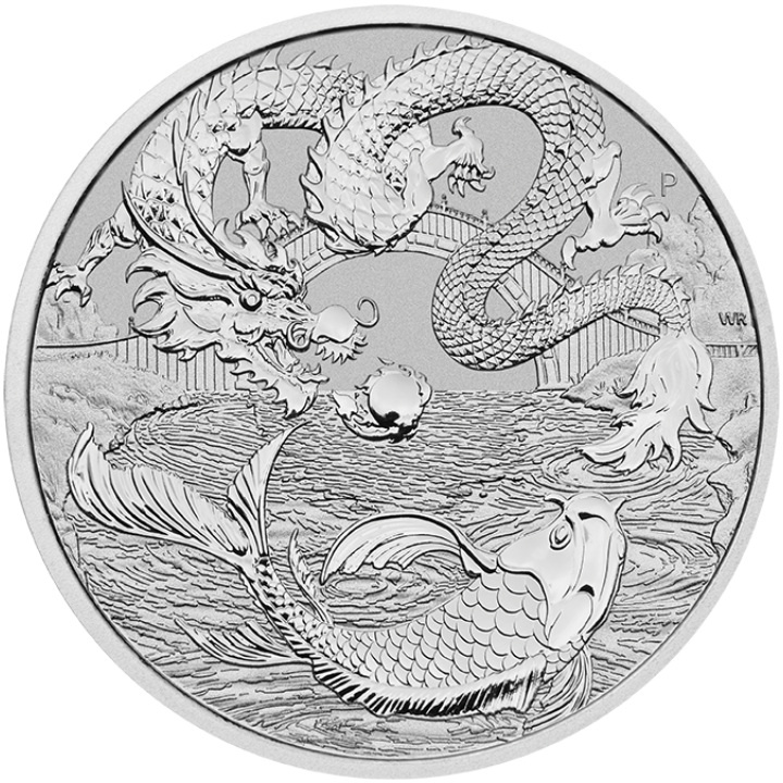 Chinese Myths and Legends: Dragon & Koi 1 oz Silver 2023
