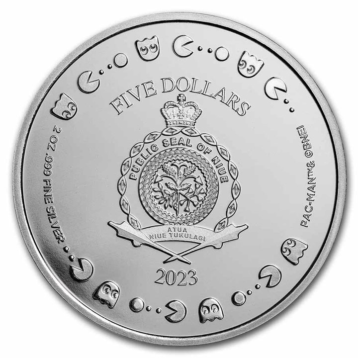 Niue: PAC-MAN - Circular Maze kolorowany 2 uncje Srebra 2023 Proof