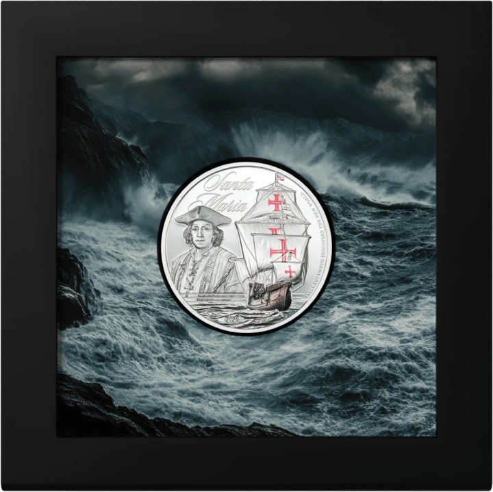 Islas Cook: Leyendas de los Mares – Santa María coloreada 1 onza de plata 2026 Proof