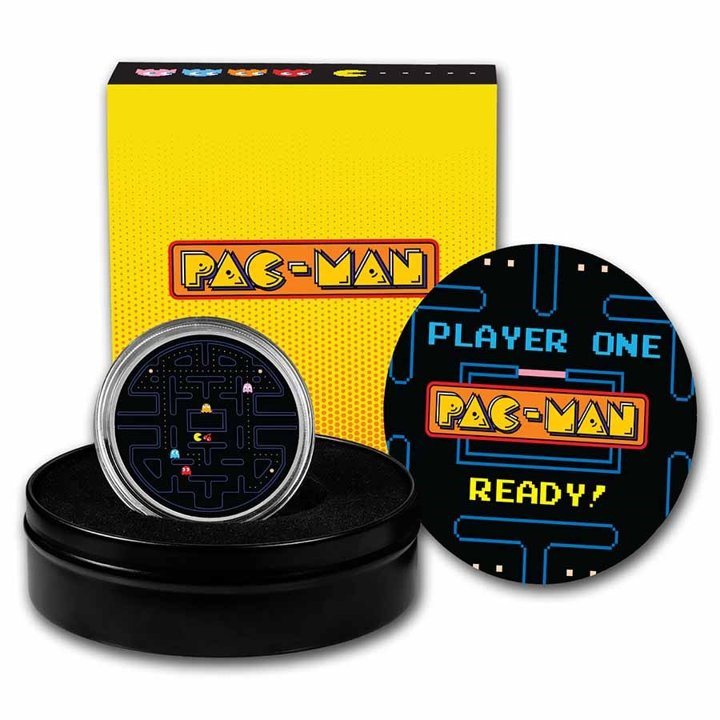 Niue: PAC-MAN - Labirinto circolare colorato 2 once d'argento 2023 Proof