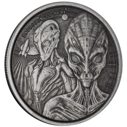 Ghana: Alien 1 uncja Srebra 2023 Antiqued Coin 