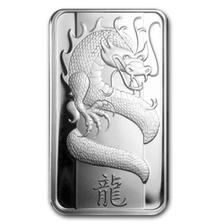 Lingot d'argent de 1 once série Lunar Année du Dragon