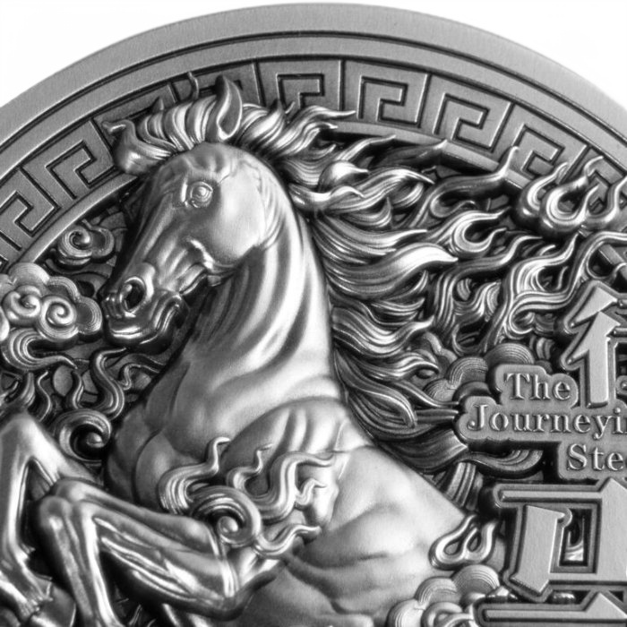 Ezüst érme Samoa: The Journeying Steed színezett 2 uncia ezüst 2026 Antiqued