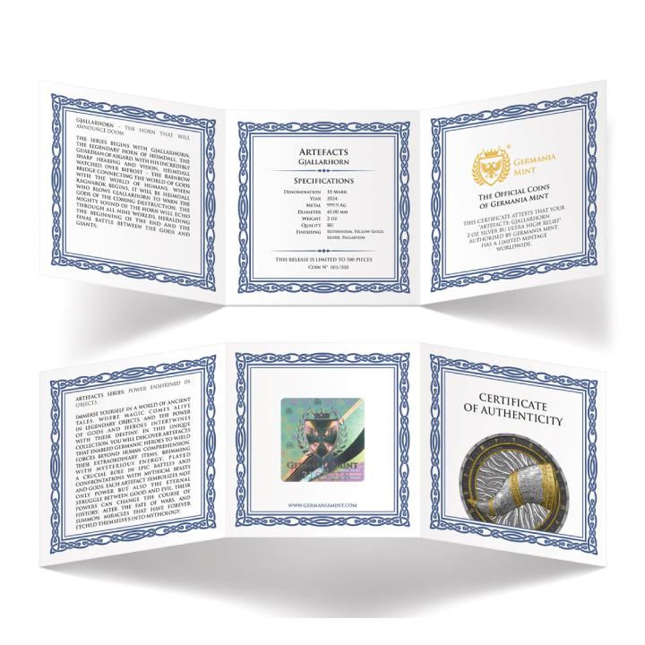 Artefacts: Gjallarhorn coloured 2 oz Silber 2024 Gilded Ultra High Relief