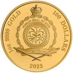 Niue: Azure Kingfisher kolorowany 1 uncja Złota 2023 Proof